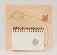 Notepad with Whimsical Owl Wooden Backing