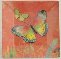 Butterflies on Red Melamine Plate