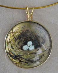 Bird Nest Glass Pendant Necklace