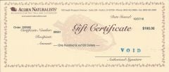 $100 Gift Certificate (Scanned/Emailed Copy)