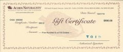 $500 Gift Certificate (Scanned/Emailed Copy)
