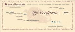 $50 Gift Certificate (Scanned/Emailed Copy)
