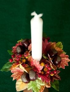 Silk Leaf And Berry Candle Ring