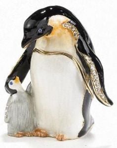 Penguin & Chick Bejeweled Enamel Trinket Box