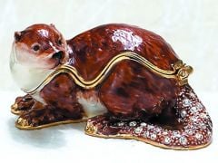 River Otter Bejeweled Enamel Trinket Box