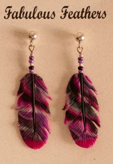 Rose Clay Feather Earrings (Post).