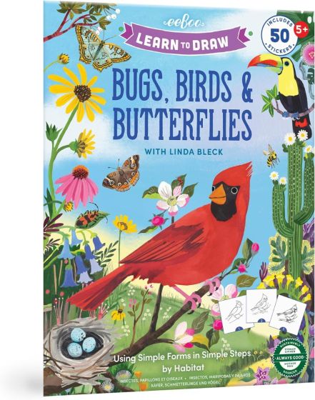 Learn to Draw Bugs, Birds, & Butterflies (With 50 Stickers)