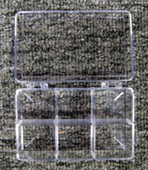 Six-Chambered Clear Storage Box (3” X 4½” X 1⅛”).