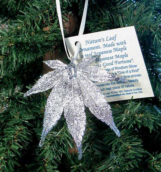 Japanese Maple Leaf Silver Ornament