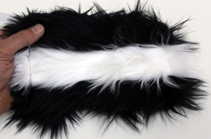 Skunk (Striped) Kind Fur® (Swatch) - Black/White/Black Stripes