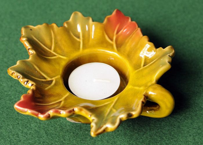 Autumn Leaf Ceramic Tealight Holder