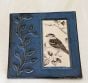 Ceramic Sparrow Garden Wall Plaque (Blue Border).