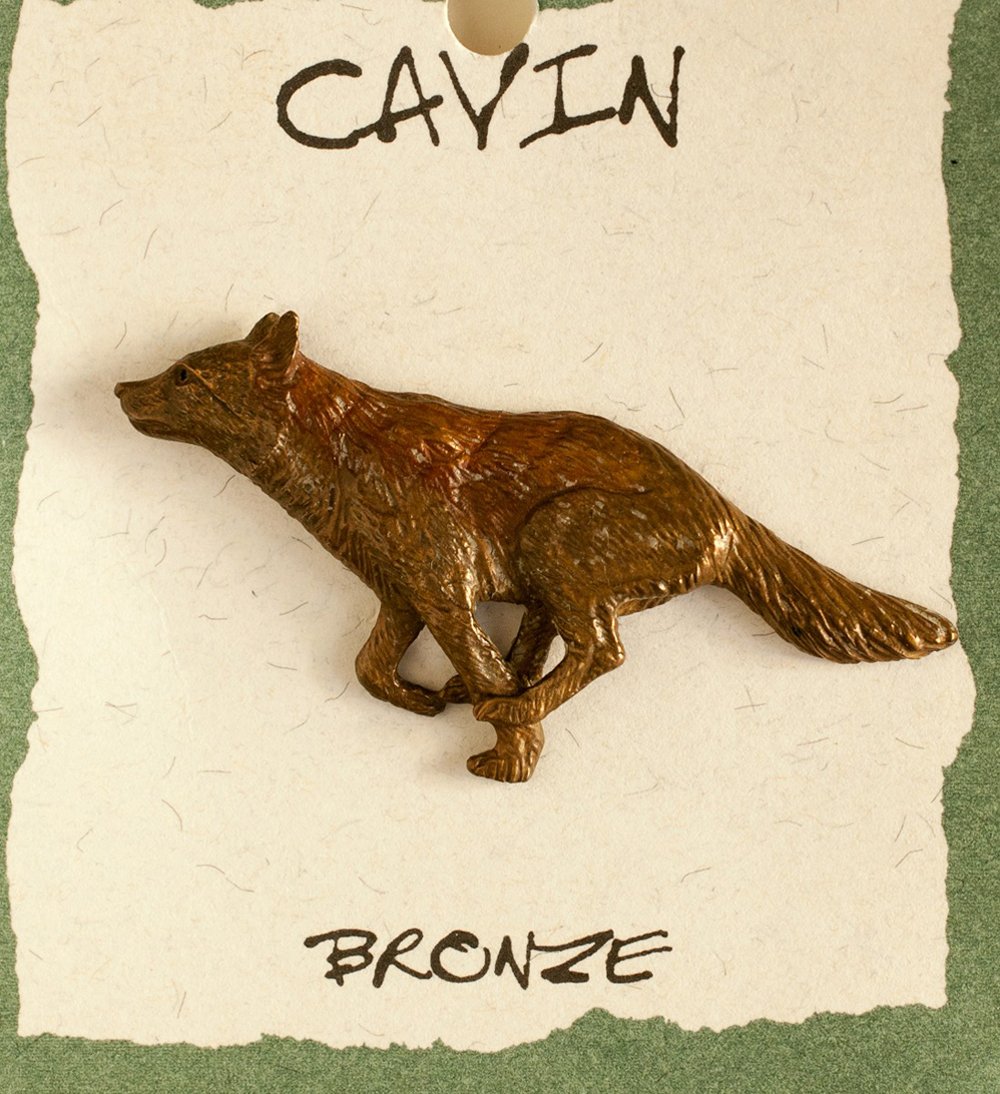 Running Wolf Bronze Pin (Wildlife in Bronze)