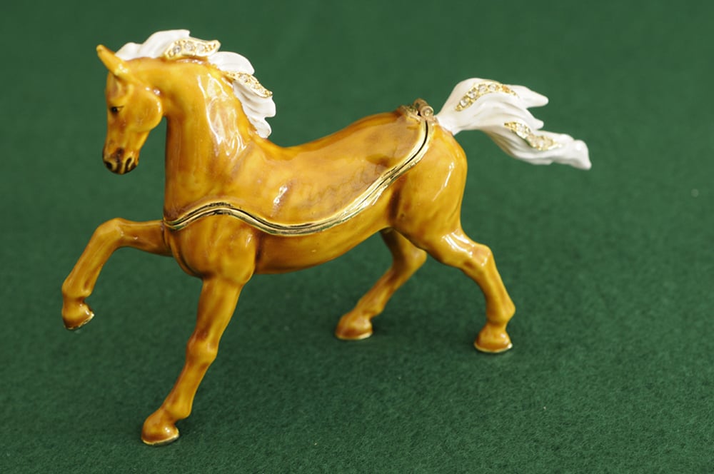 Arabian Stallion Bejeweled Enamel Trinket Box