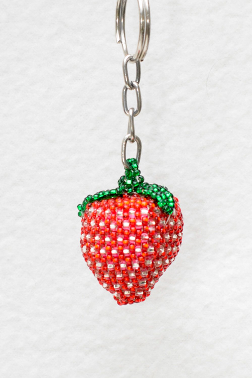 Strawberry Beaded Keychain