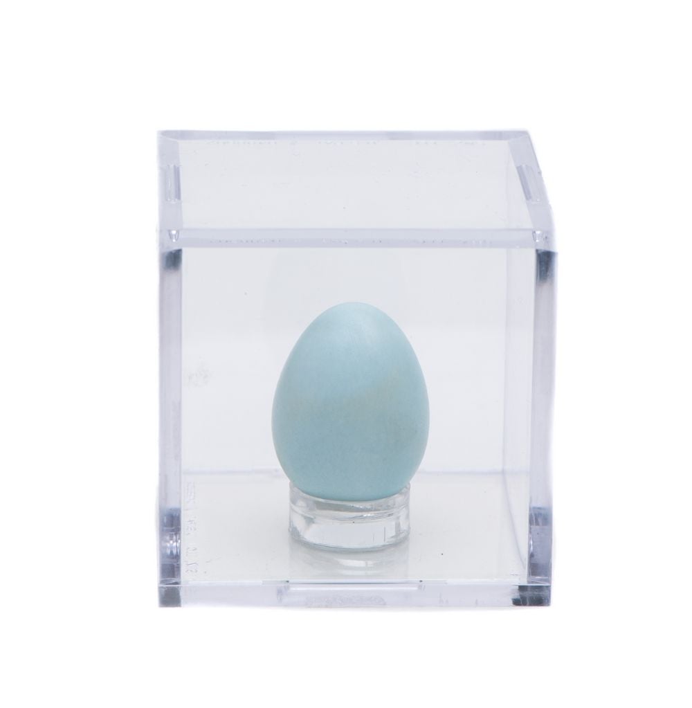 c1880 Robin Robins Egg Blue Pendant Oval Easter Egg Cast Glass main image 1
