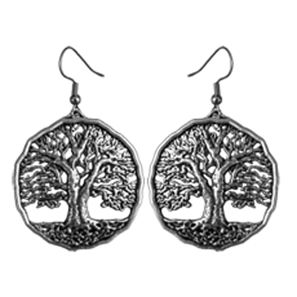 Pewter World Tree Earrings